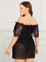 Sexy Lingerie New Large Size Sexy One-shoulder Dress Gauze Perspective Oversized Temptation Siamese Nightdress Wholesale Nihaowholesale sku image 4