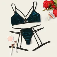 New Product Perspective Golden Velvet Sexy Lingerie Set Three-point Garter Seductive Sexy Lingerie Wholesale Nihaowholesale sku image 2