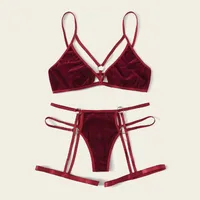 New Product Perspective Golden Velvet Sexy Lingerie Set Three-point Garter Seductive Sexy Lingerie Wholesale Nihaowholesale sku image 5
