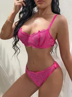 Fashion Solid Color Lace Stitching Sexy Underwear Suit main image 3