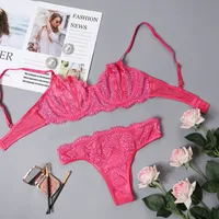 Fashion Solid Color Lace Stitching Sexy Underwear Suit sku image 2
