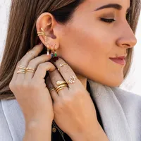 925 Sterling Silver Gem Geometric Earrings main image 1