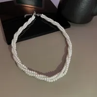 Retro Multi-layer Winding Pearl Necklace European And American Ins French Elegant Simple Choker Fashion Special-interest Clavicle Chain sku image 4