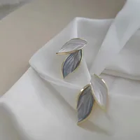Korean Blue White Leaf Earrings Wholesale Nihaowholesale sku image 1