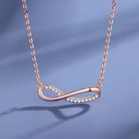 925 Sterling Silver Zircon Cable Chain Polishing Plating Inlay Infinity Necklace main image 6