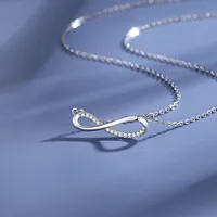 925 Sterling Silver Zircon Cable Chain Polishing Plating Inlay Infinity Necklace main image 5