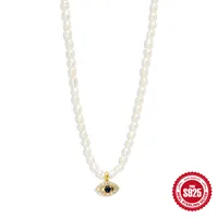 Simple Style Devil's Eye Sterling Silver Beaded Inlay Zircon Pendant Necklace main image 4