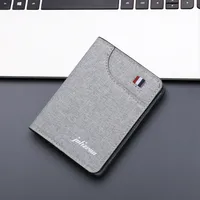 Canvas Men's Wallet Vertical Denim Short Wallet Card Holder Integrated Mini Folding Small Wallet Men's Simple sku image 2