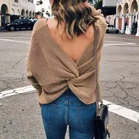 Women's Long Sleeve Sweaters & Cardigans Casual Elegant Solid Color main image 10
