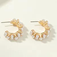 Fashion Geometric Alloy Plating Artificial Pearls Earrings sku image 3
