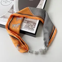 Women's Vacation Color Block Satin Silk Scarf sku image 1
