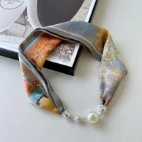 Women's Vacation Color Block Satin Silk Scarf sku image 6