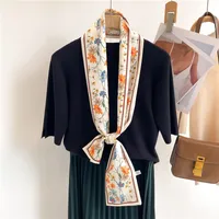 Women's Sweet Pastoral Round Letter Flower Polyester Printing Silk Scarf sku image 40