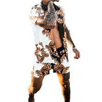 Men's Printing Color Block Shorts Sets Men's Clothing main image 5