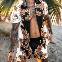 Men's Printing Color Block Shorts Sets Men's Clothing main image 1