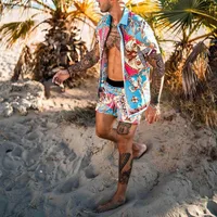 Men's Printing Color Block Shorts Sets Men's Clothing main image 2