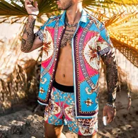 Men's Printing Color Block Shorts Sets Men's Clothing main image 4