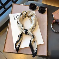Women's Elegant Plaid Polka Dots Solid Color Satin Silk Scarf sku image 9