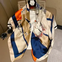 Women's Classic Style Commute Color Block Polyester Printing Scarf main image 4