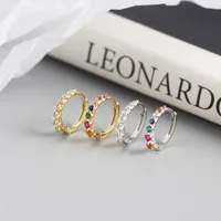 Yhe0250 New S925 Sterling Silver Minimalist Row Of Diamond Design Earrings main image 4