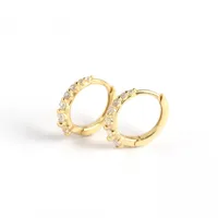 Yhe0250 New S925 Sterling Silver Minimalist Row Of Diamond Design Earrings main image 1