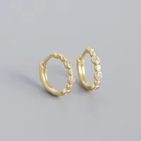 925 Sterling Silver Gem Geometric Earrings sku image 2