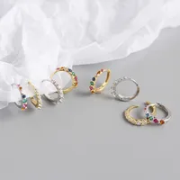 Yhe0250 New S925 Sterling Silver Minimalist Row Of Diamond Design Earrings main image 3