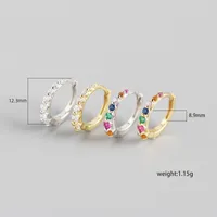Yhe0250 New S925 Sterling Silver Minimalist Row Of Diamond Design Earrings main image 2