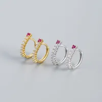 S925 Sterling Silver Row Diamond Ear Buckle Wholesale Nihaowholesale main image 5