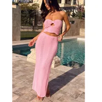 Daily Beach Date Women's Sexy Geometric Solid Color Polyacrylonitrile Fiber Skirt Sets Skirt Sets main image 5