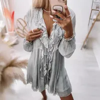 Women's Chiffon Shirt Long Sleeve Blouses Sexy Solid Color main image 3