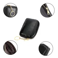 First Layer Cowhide Universal Mini Coin Purse Key Ring Coin Purse Leather Zipper Small Purse main image 4
