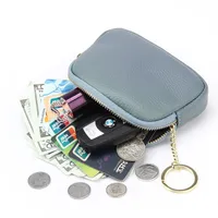 First Layer Cowhide Universal Mini Coin Purse Key Ring Coin Purse Leather Zipper Small Purse main image 5