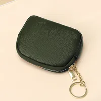 First Layer Cowhide Universal Mini Coin Purse Key Ring Coin Purse Leather Zipper Small Purse sku image 5