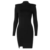Sexy Split Long-sleeved High-neck Temperament Skirt Dress main image 5