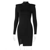 Sexy Split Long-sleeved High-neck Temperament Skirt Dress sku image 2