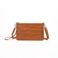 New Leather Ultra-thin Zipper Lychee Pattern European And American One-shoulder Messenger Bag Envelope Bag sku image 15