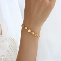 Geometric 304 Stainless Steel 18K Gold Plated No Inlaid Bracelets In Bulk main image 3