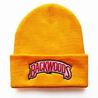 New Autumn And Winter Men's And Women's Warm Wool Hat BACKWOODS Letter Embroidery Men's And Women's Knitted Hat Pullover Hat sku image 8