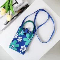 Women's Small Cotton Geometric Cute Square Open Square Bag sku image 22