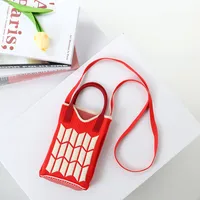 Women's Small Cotton Geometric Cute Square Open Square Bag sku image 1