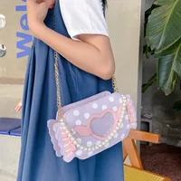 Women's Small Pu Leather Heart Shape Classic Style Square Zipper Crossbody Bag sku image 2
