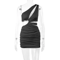 Women's Regular Dress Simple Style Oblique Collar Hollow Out Sleeveless Solid Color Above Knee Holiday Daily main image 4