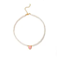 Luxurious Heart Shape Alloy Beaded Artificial Pearls Necklace main image 4