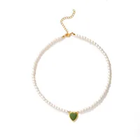 Luxurious Heart Shape Alloy Beaded Artificial Pearls Necklace main image 5