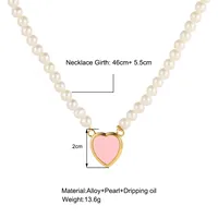 Luxurious Heart Shape Alloy Beaded Artificial Pearls Necklace main image 2