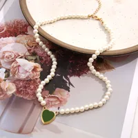 Luxurious Heart Shape Alloy Beaded Artificial Pearls Necklace main image 3