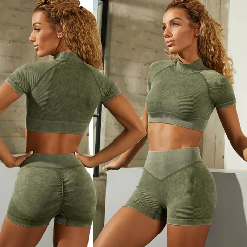 fashion solid color nylon cotton blend tracksuit vest leggings