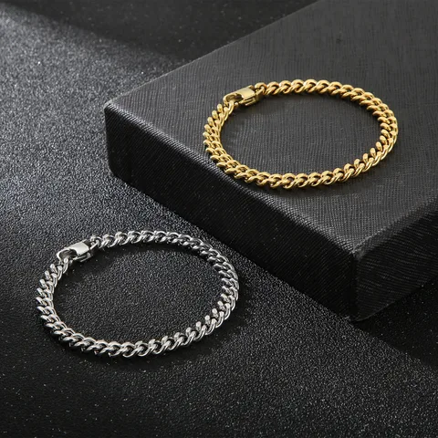 1 Piece Retro Solid Color Titanium Steel Plating 18k Gold Plated Men's Bracelets