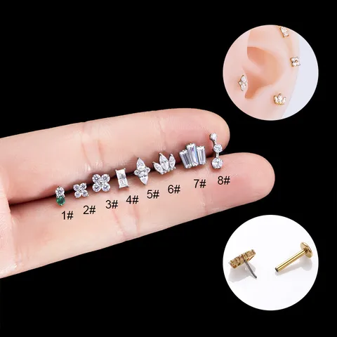 1 Pieza Piercing De La Oreja Estilo Simple Corona Acero Inoxidable 316 Titanio Puro Cobre Enchapado Embutido Circón